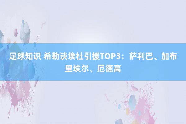 足球知识 希勒谈埃杜引援TOP3：萨利巴、加布里埃尔、厄德高