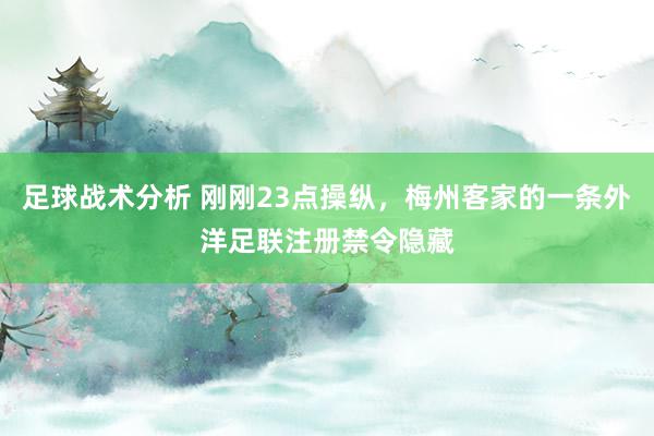 足球战术分析 刚刚23点操纵，梅州客家的一条外洋足联注册禁令隐藏