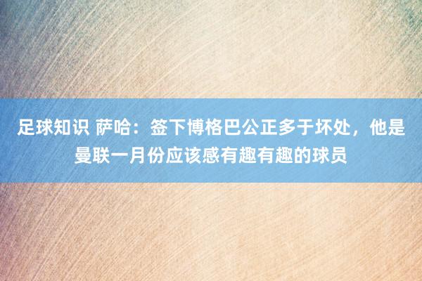 足球知识 萨哈：签下博格巴公正多于坏处，他是曼联一月份应该感有趣有趣的球员