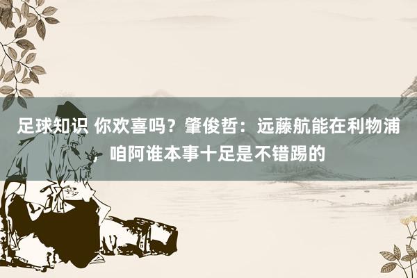 足球知识 你欢喜吗？肇俊哲：远藤航能在利物浦，咱阿谁本事十足是不错踢的